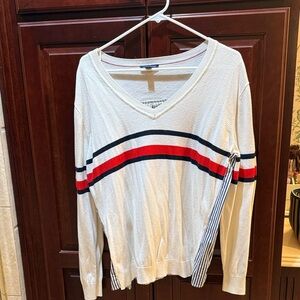 Tommy Hilfiger white  Shirt Multi material with Red and Blue Accent